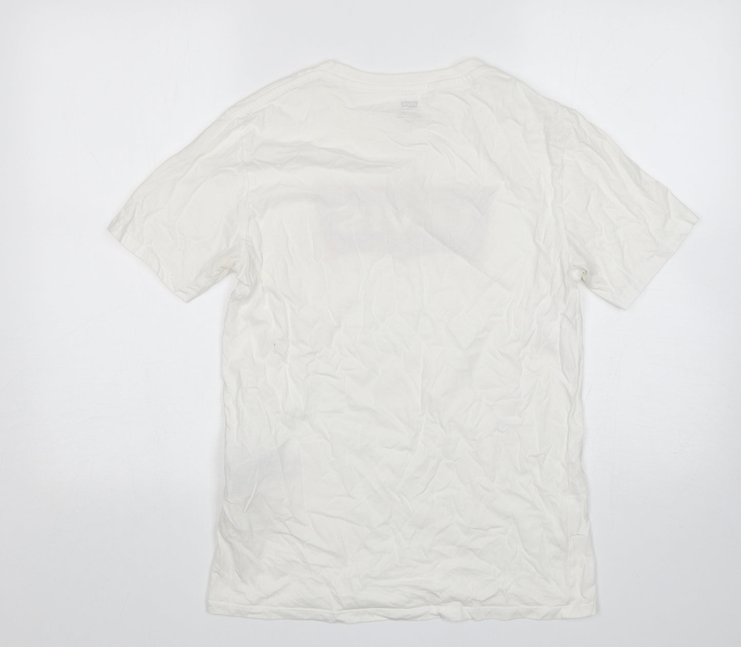 Levi's Mens White  Cotton  T-Shirt Size S Round Neck