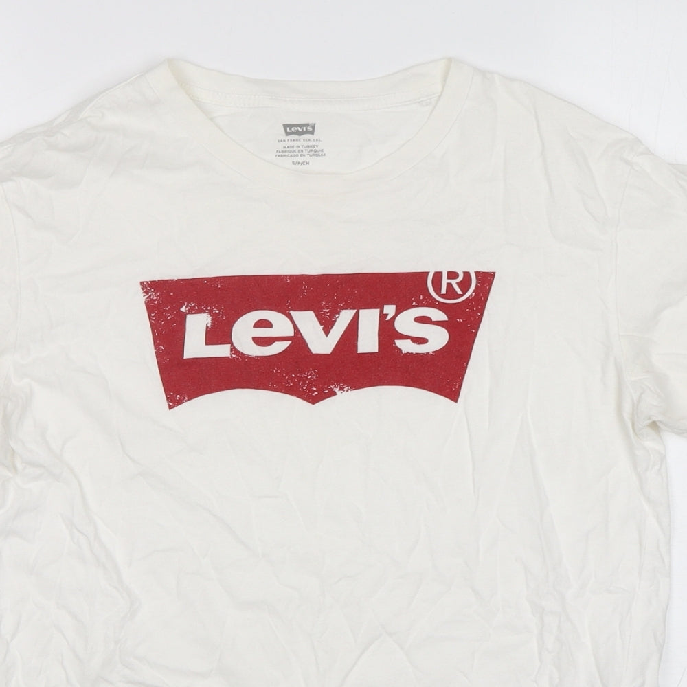 Levi's Mens White  Cotton  T-Shirt Size S Round Neck