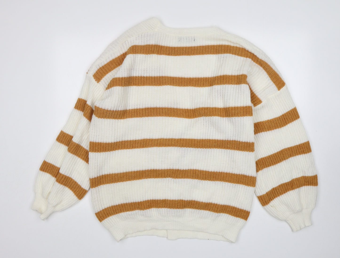 Shein  Womens Multicoloured V-Neck Striped Polyester Cardigan Jumper Size S