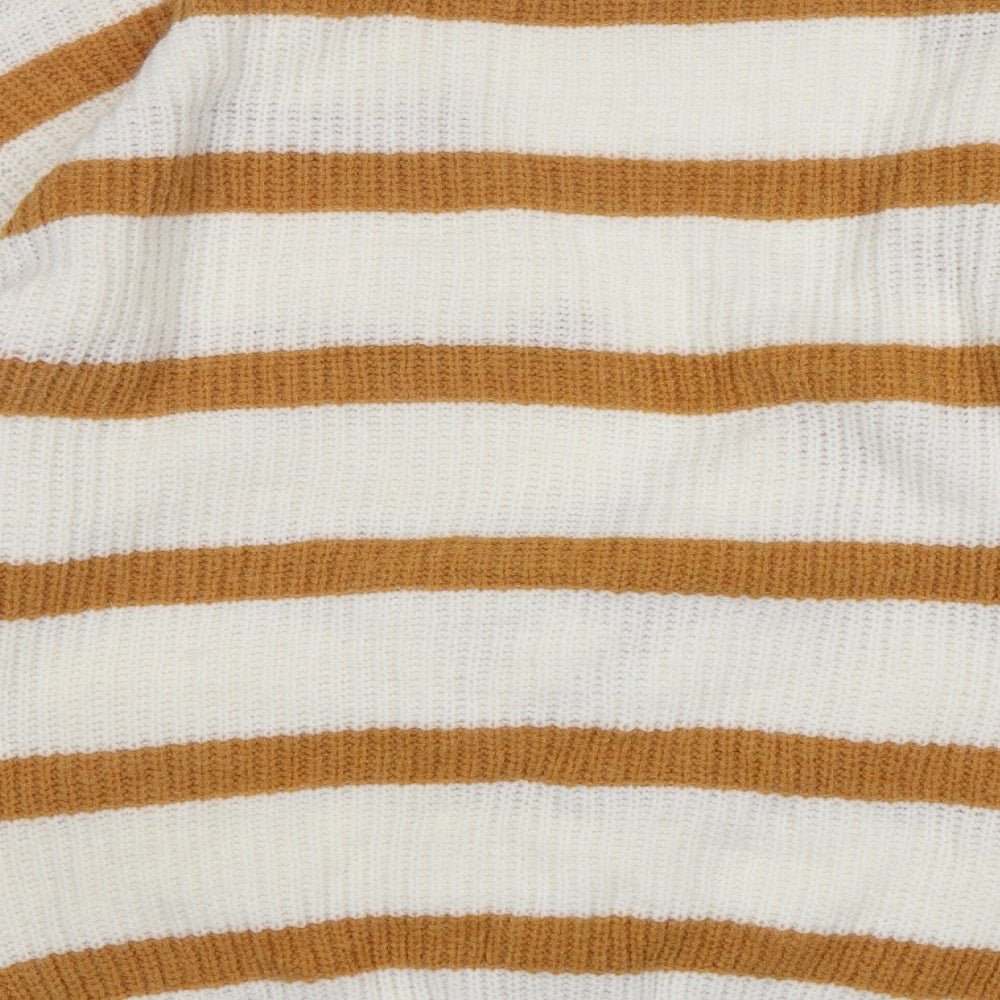 Shein  Womens Multicoloured V-Neck Striped Polyester Cardigan Jumper Size S