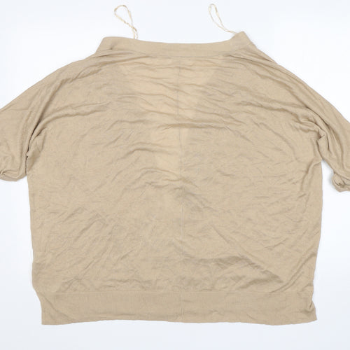 Pep&Co Womens Beige V-Neck  Viscose Cardigan Jumper Size 12