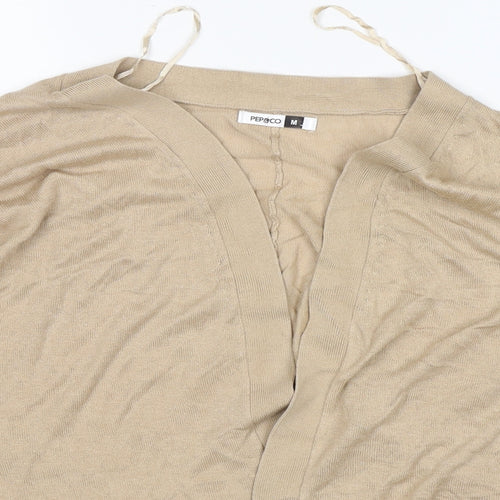 Pep&Co Womens Beige V-Neck  Viscose Cardigan Jumper Size 12