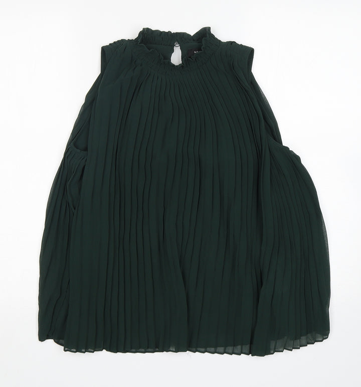 New Look Womens Green Polyester Basic Blouse Size 10 Round Neck