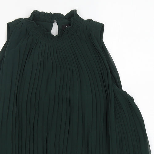 New Look Womens Green  Polyester Basic Blouse Size 10 Round Neck