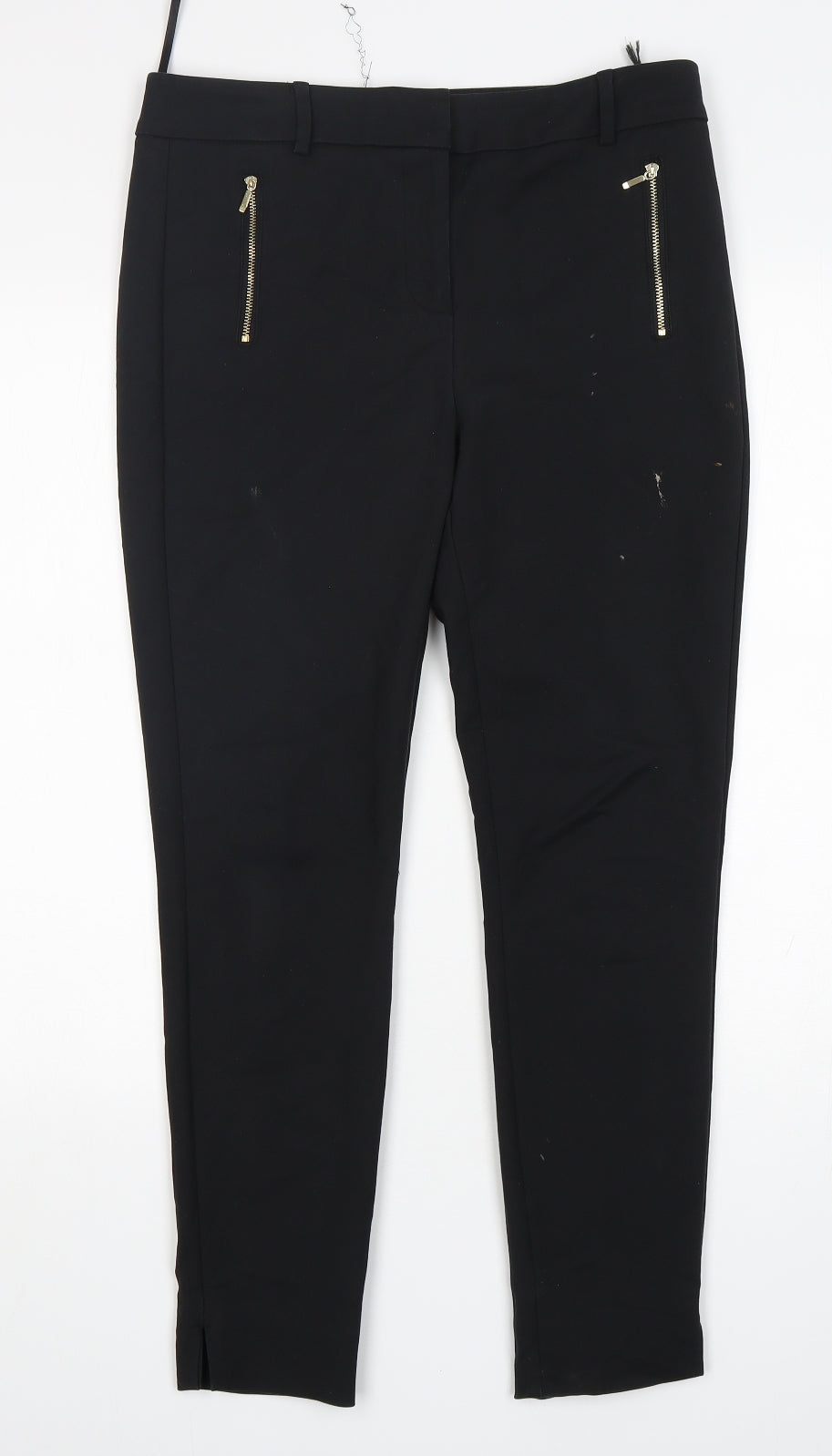 NEXT Womens Black  Cotton Trousers  Size 10 L27 in Regular