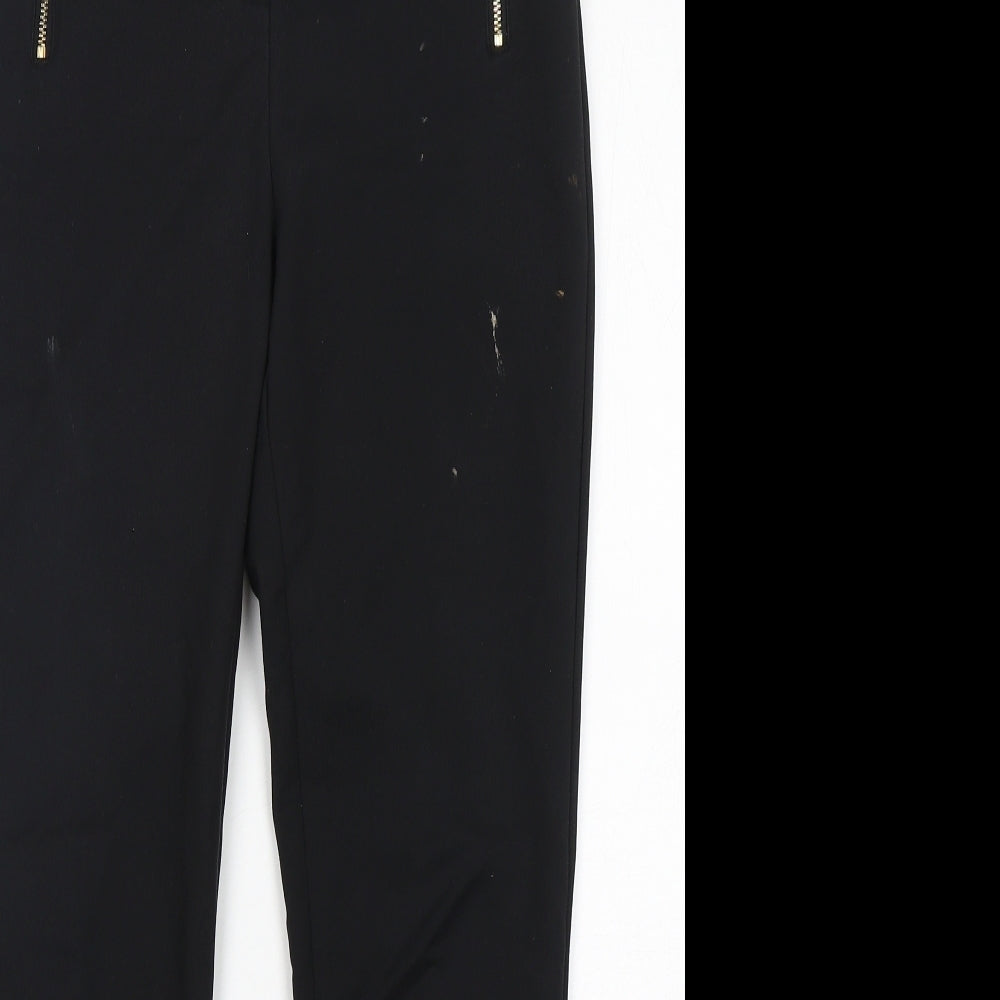 NEXT Womens Black  Cotton Trousers  Size 10 L27 in Regular