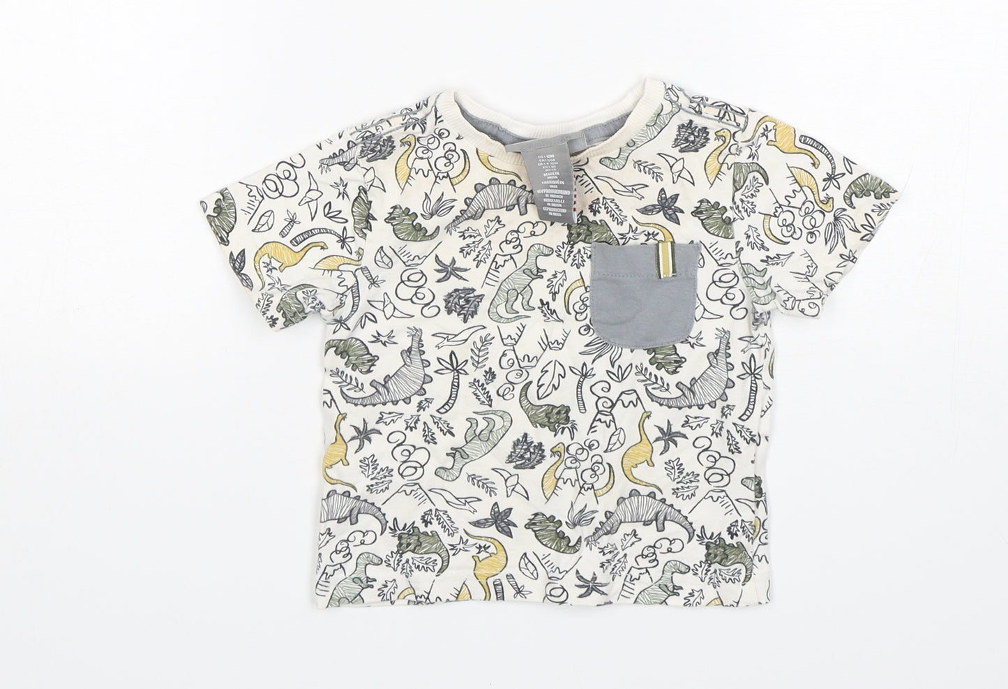 James Archer Boys Multicoloured  Cotton Basic T-Shirt Size 9-12 Months Round Neck  - Dinosaur Print