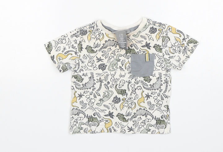 James Archer Boys Multicoloured  Cotton Basic T-Shirt Size 9-12 Months Round Neck  - Dinosaur Print