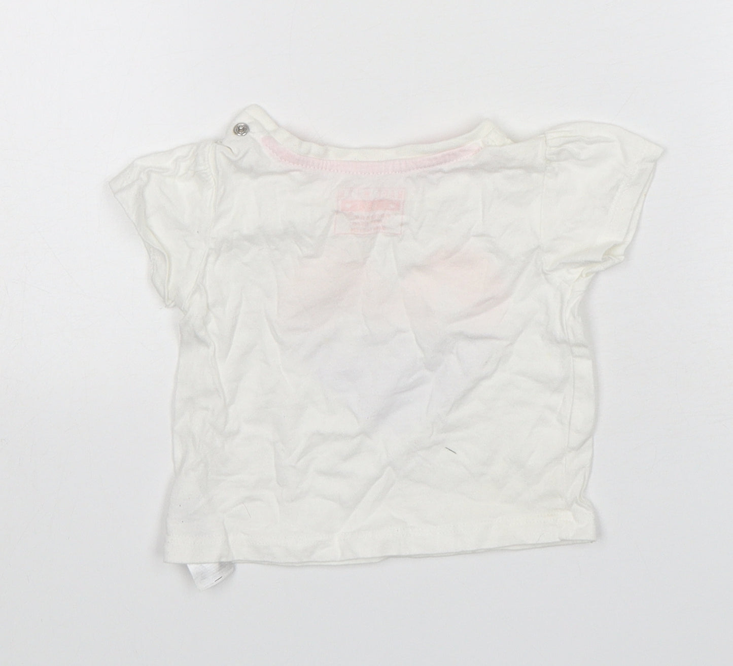 Primark Girls White  Cotton Basic T-Shirt Size 3-6 Months Round Neck
