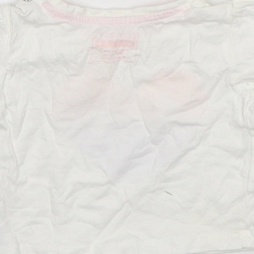 Primark Girls White  Cotton Basic T-Shirt Size 3-6 Months Round Neck