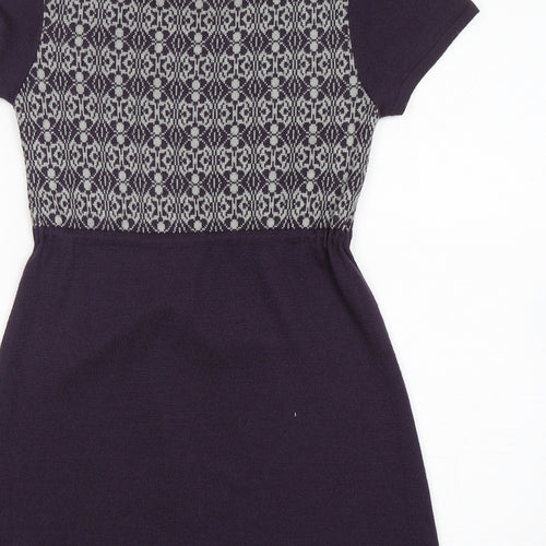 George Womens Purple Round Neck Argyle/Diamond Acrylic Pullover Jumper Size 10