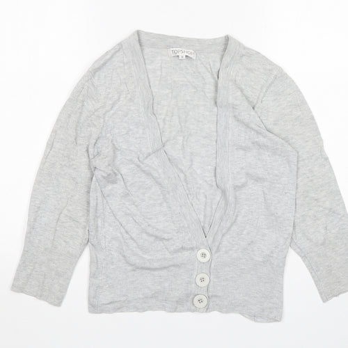 Topshop Womens Grey V-Neck  Viscose Cardigan Jumper Size 12