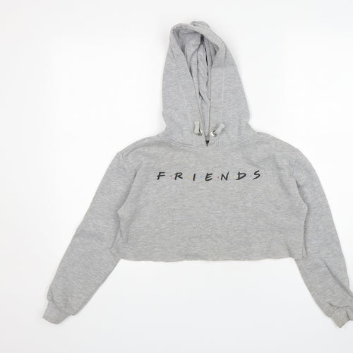 New Look Girls Grey  Cotton Pullover Hoodie Size 9 Years   - Friends