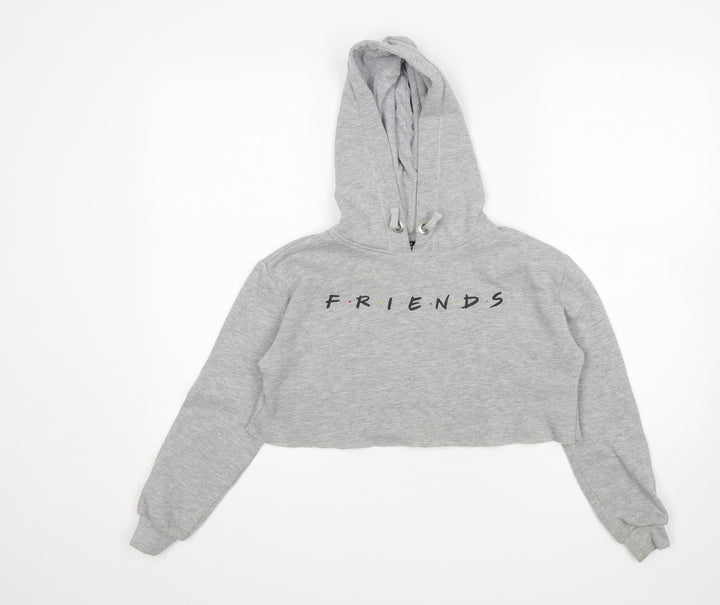 New Look Girls Grey  Cotton Pullover Hoodie Size 9 Years   - Friends