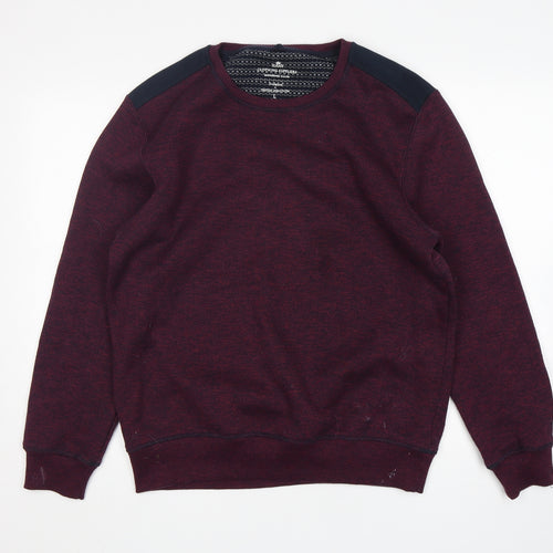 Easy Mens Purple Round Neck  Polyester Pullover Jumper Size L