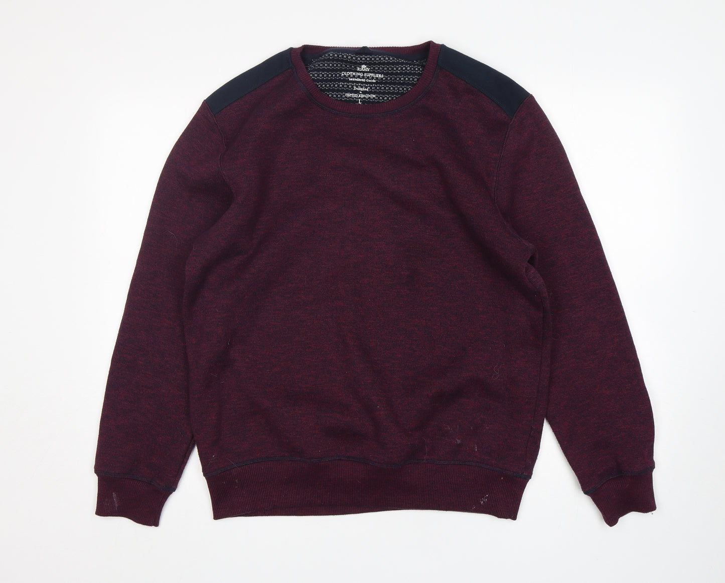 Easy Mens Purple Round Neck  Polyester Pullover Jumper Size L