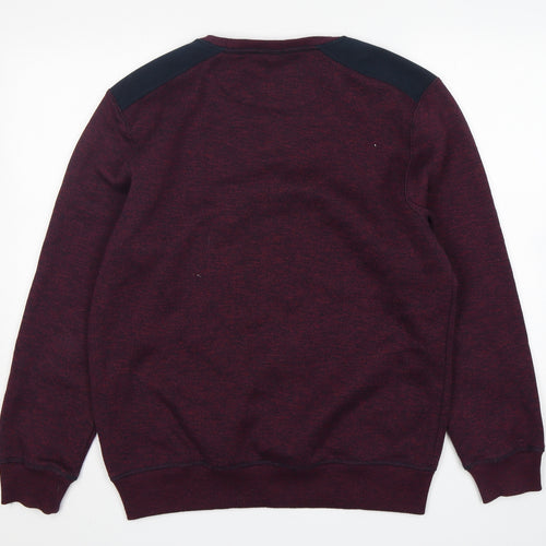 Easy Mens Purple Round Neck  Polyester Pullover Jumper Size L