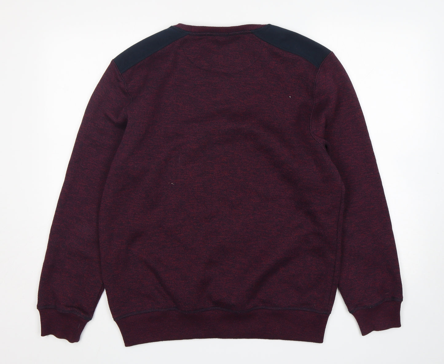 Easy Mens Purple Round Neck  Polyester Pullover Jumper Size L