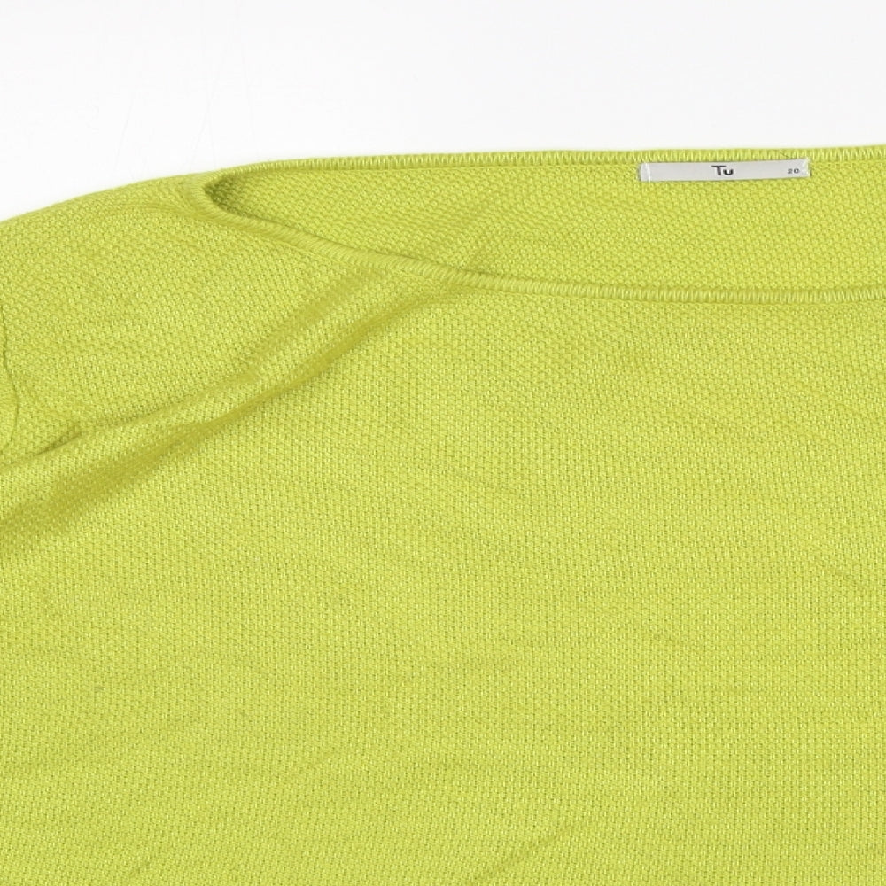 TU Womens Green Round Neck  Acrylic Pullover Jumper Size 20