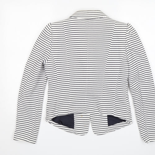 H&M Womens Multicoloured Striped Cotton Jacket Blazer Size 12