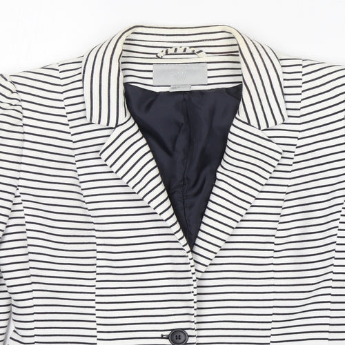 H&M Womens Multicoloured Striped Cotton Jacket Blazer Size 12