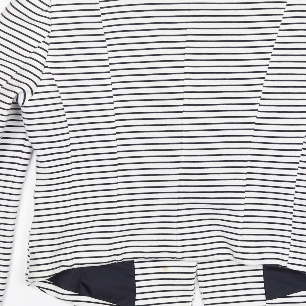 H&M Womens Multicoloured Striped Cotton Jacket Blazer Size 12