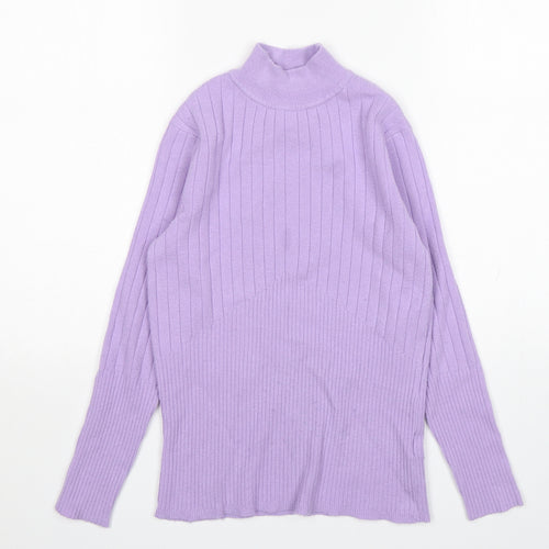 M&S Womens Purple Mock Neck  Viscose Pullover Jumper Size 10