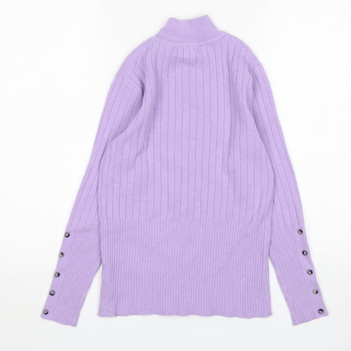 M&S Womens Purple Mock Neck  Viscose Pullover Jumper Size 10