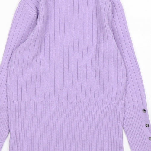 M&S Womens Purple Mock Neck  Viscose Pullover Jumper Size 10