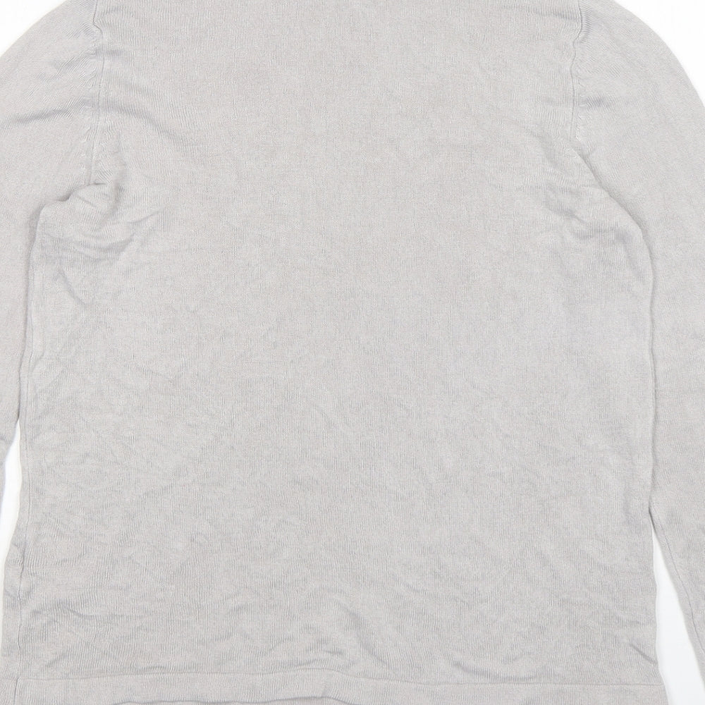 M&S Womens Grey Mock Neck  Acrylic Pullover Jumper Size 10