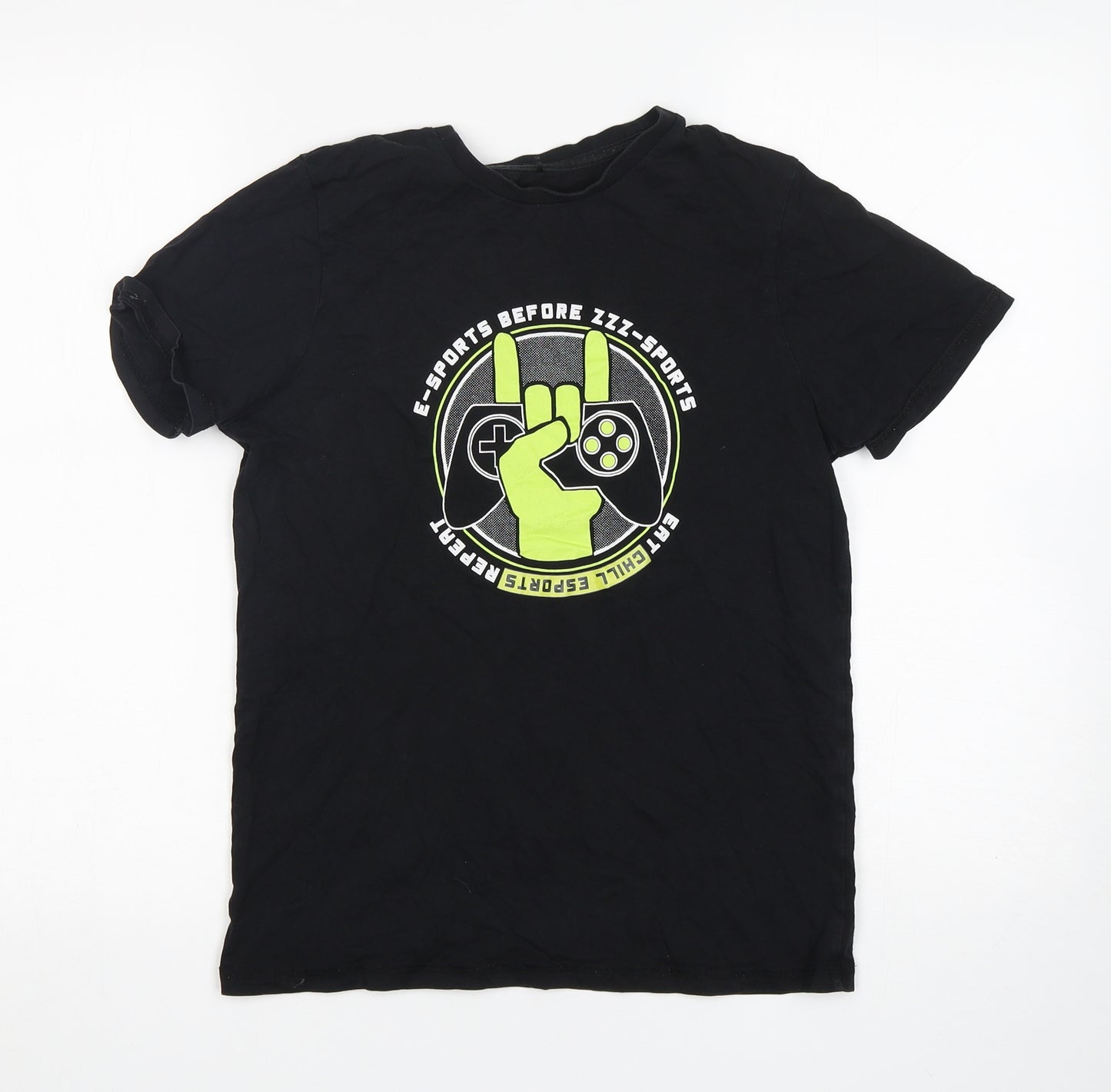 George Boys Black  Cotton  Pyjama Top Size 12-13 Years