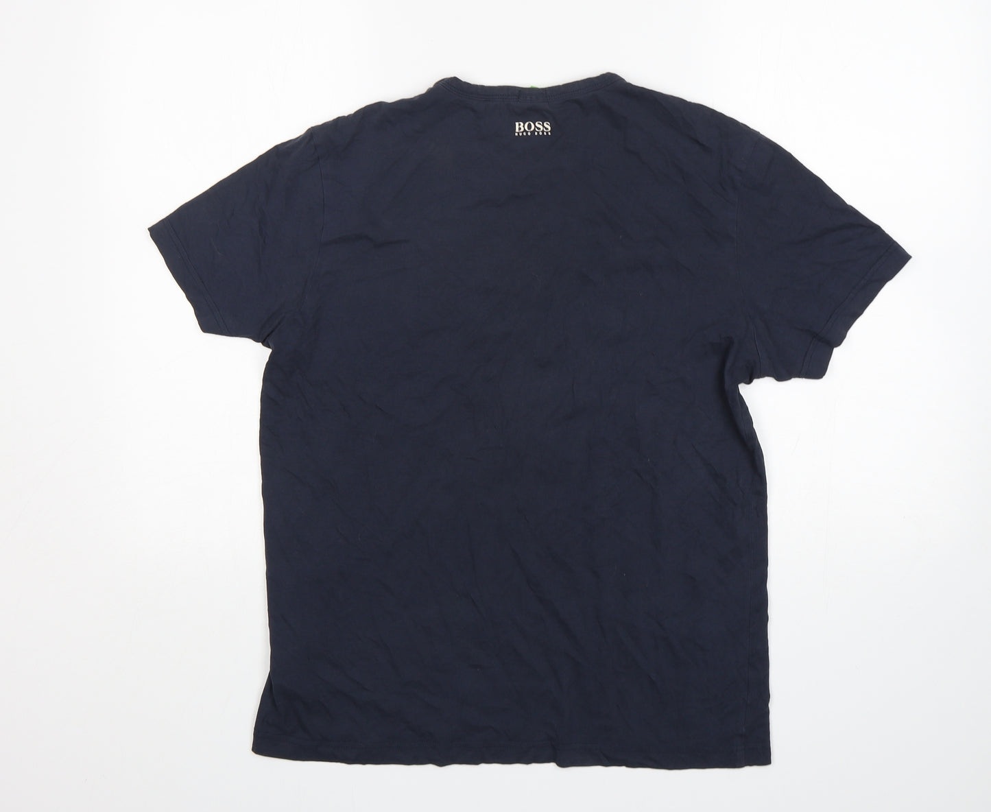 HUGO BOSS Mens Blue  Cotton  T-Shirt Size M Round Neck