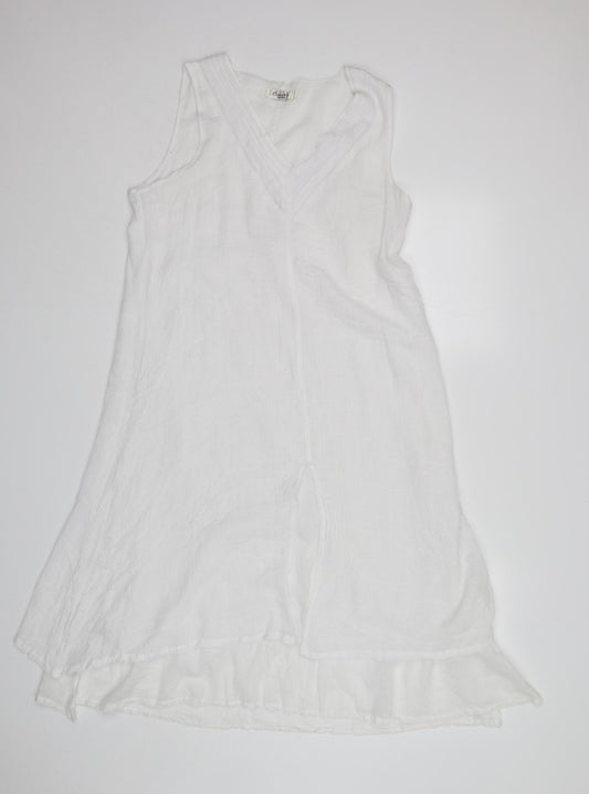 Beaut'e Womens White  Cotton A-Line  Size S  V-Neck