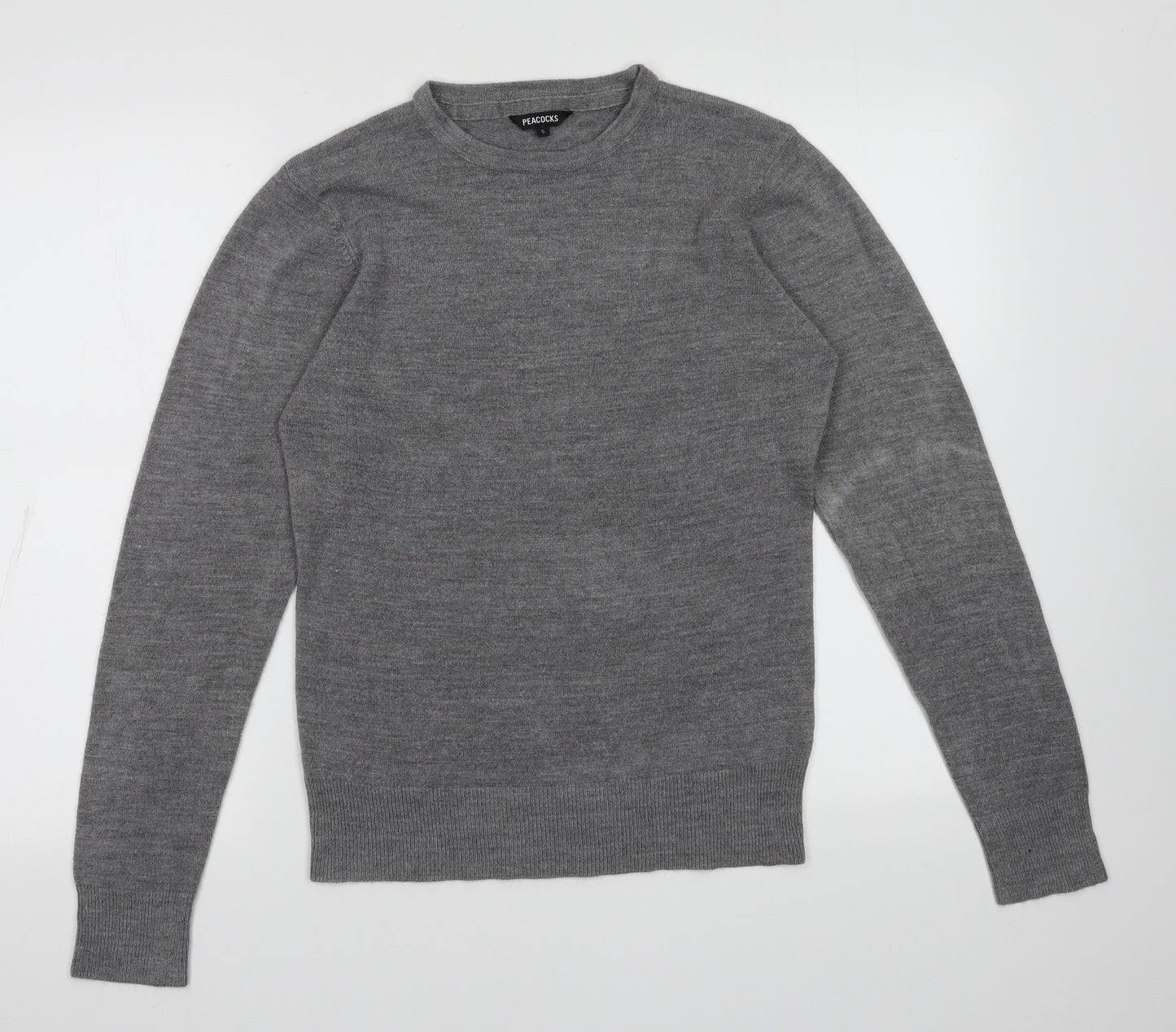 Peacocks Mens Grey  Acrylic Pullover Sweatshirt Size S
