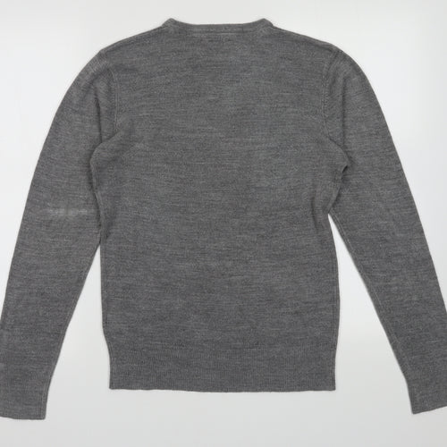 Peacocks Mens Grey  Acrylic Pullover Sweatshirt Size S