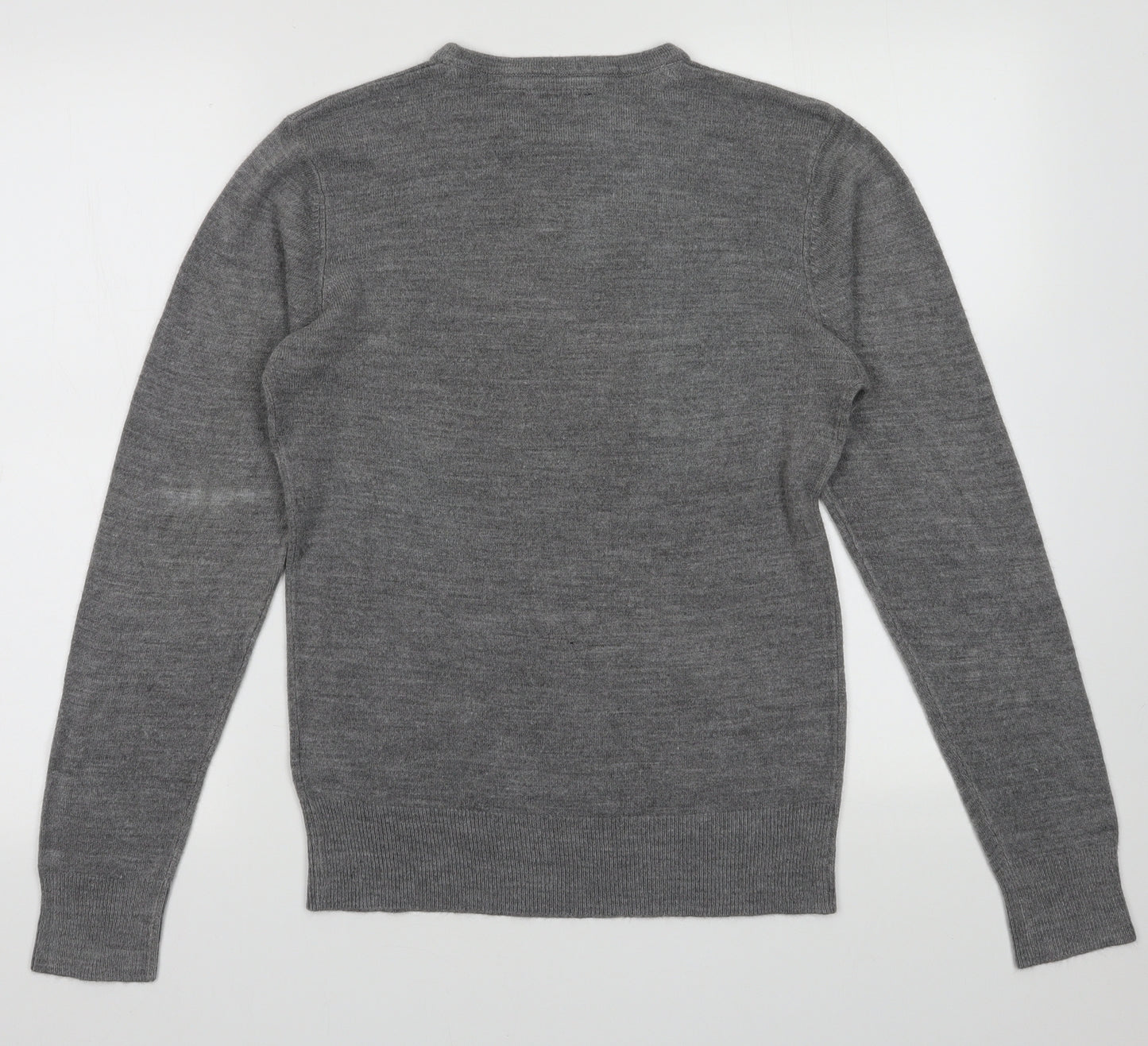 Peacocks Mens Grey  Acrylic Pullover Sweatshirt Size S