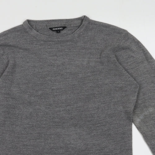 Peacocks Mens Grey  Acrylic Pullover Sweatshirt Size S
