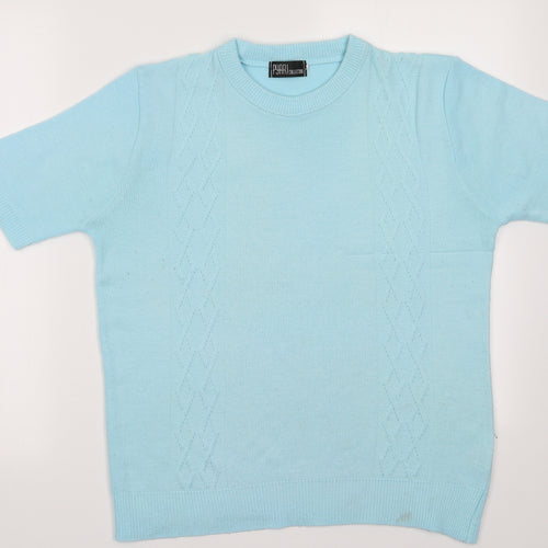Pyari Womens Blue Argyle/Diamond Acrylic Pullover Sweatshirt Size M  Pullover