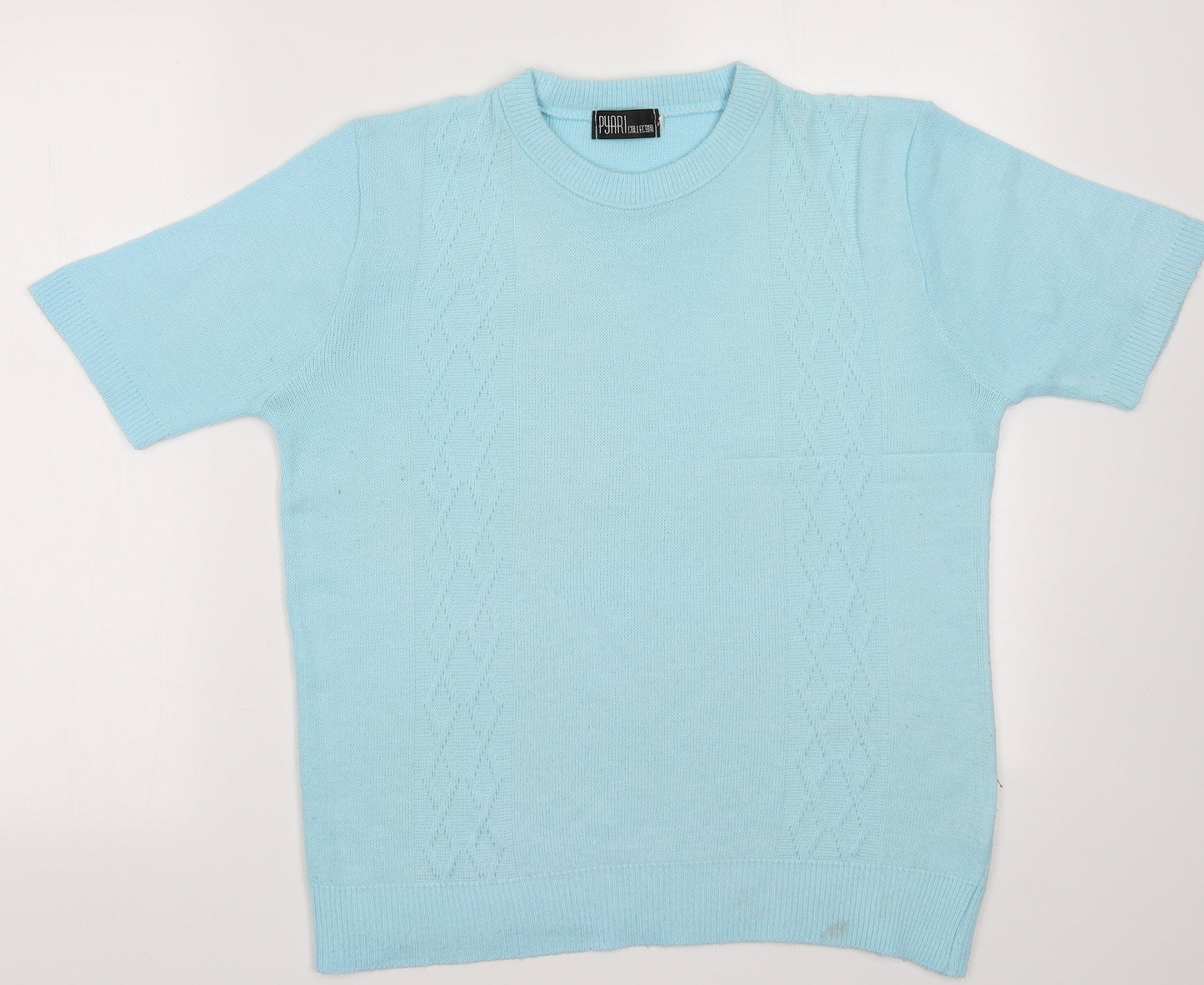 Pyari Womens Blue Argyle/Diamond Acrylic Pullover Sweatshirt Size M  Pullover