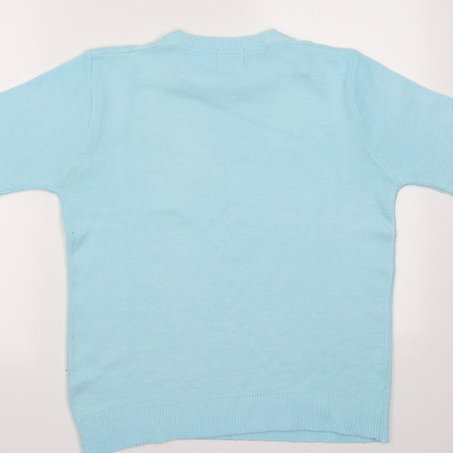 Pyari Womens Blue Argyle/Diamond Acrylic Pullover Sweatshirt Size M  Pullover