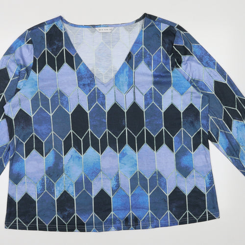 Preworn Womens Blue Argyle/Diamond Polyester Pullover Sweatshirt Size XL  Pullover