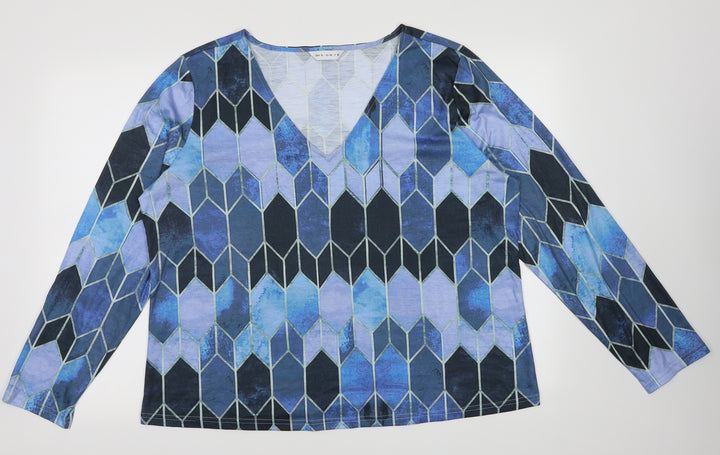 Preworn Womens Blue Argyle/Diamond Polyester Pullover Sweatshirt Size XL  Pullover