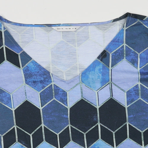 Preworn Womens Blue Argyle/Diamond Polyester Pullover Sweatshirt Size XL  Pullover