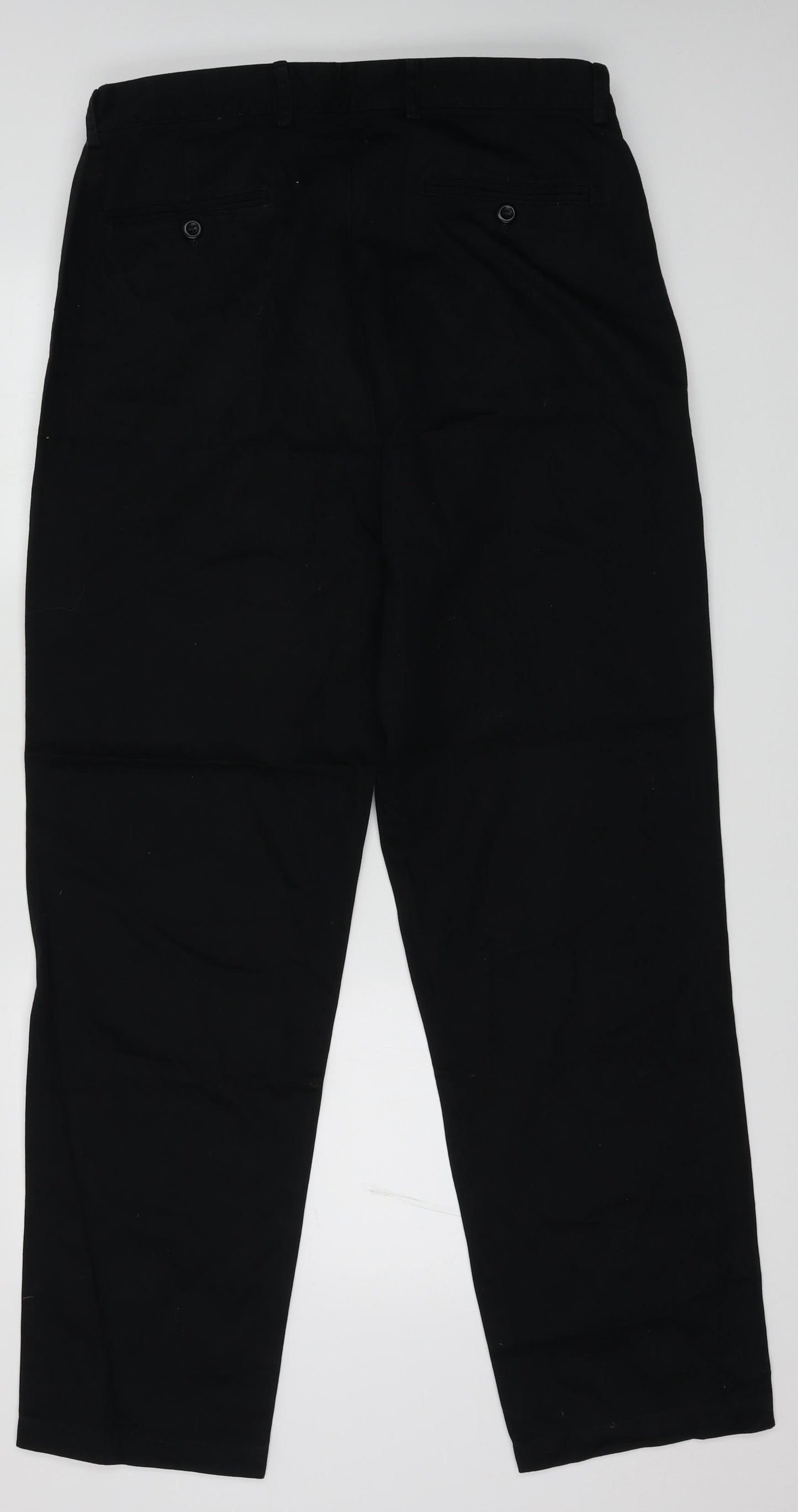 George Mens Black  Cotton Chino Trousers Size 36 L33 in Regular Button
