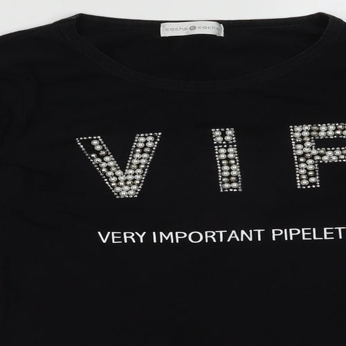 Cache Cache Womens Black  Cotton Pullover Sweatshirt Size 10  Pullover - very important pipelette