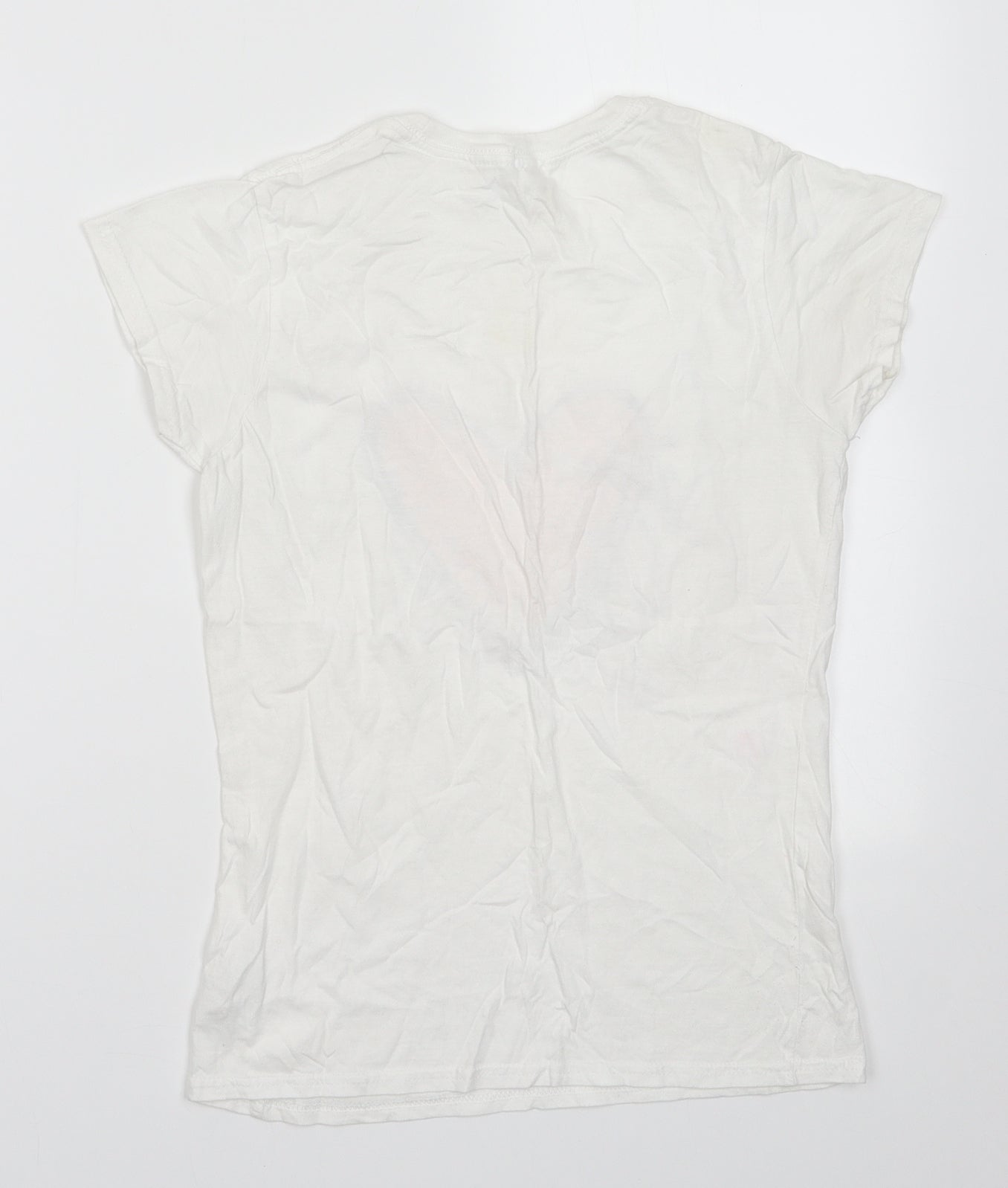 River Island Womens White  Cotton Basic T-Shirt Size 8 Crew Neck - heart print