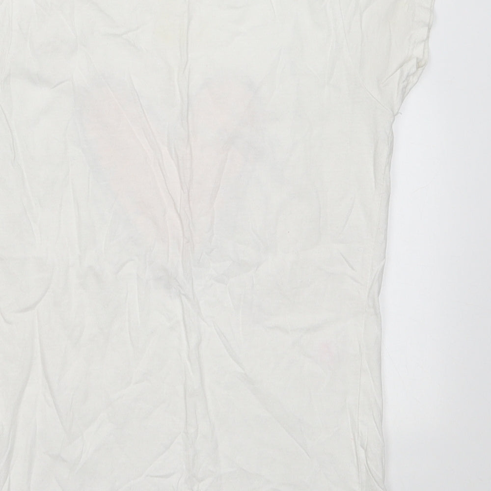 River Island Womens White  Cotton Basic T-Shirt Size 8 Crew Neck - heart print