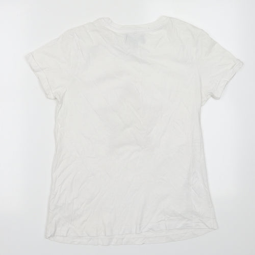 Paramour Womens White  Cotton Basic T-Shirt Size 10 Crew Neck - Star Print