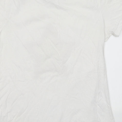 Paramour Womens White  Cotton Basic T-Shirt Size 10 Crew Neck - Star Print