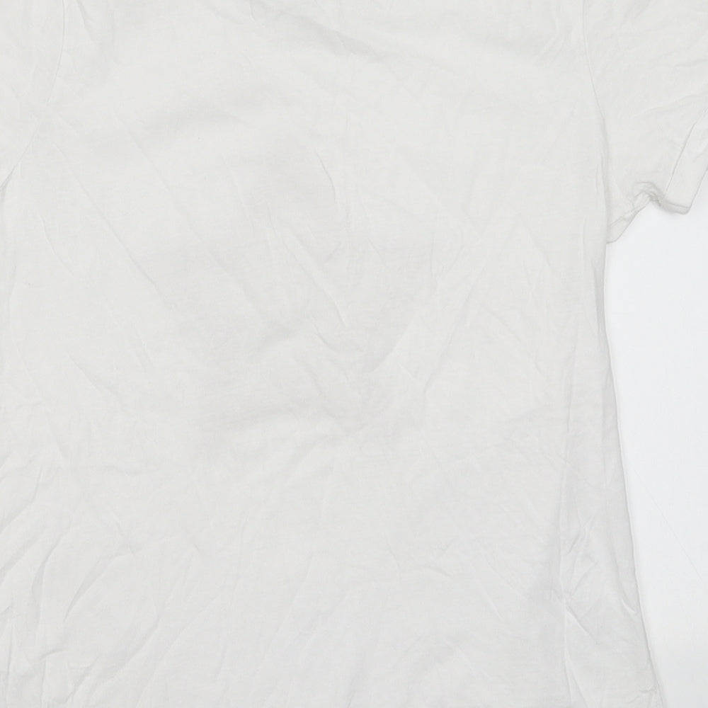 Paramour Womens White  Cotton Basic T-Shirt Size 10 Crew Neck - Star Print